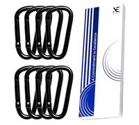 XE 8 Pcs Stainless Steel Carabiner Clips - Heavy Duty Large Black Snap Hooks D Keyring Clips for Keys, Backpack, Dog Leash, Fishing, Camping and Traveling