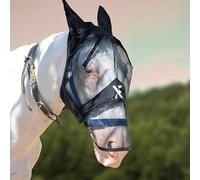XE Horse Fly Mask with Ears -Breathable Mesh Full Face and Nose Horse Mask for UV Protection and Equine Fly, Standard Equestrian Pink Horse Fly Mask (Full Black Mask, Full (L))