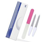 XE Nail Files and Buffer Set - 2 Pcs Disposable Metal Double Sided Disposable Nail File with 3 Way Nail Buffer Stick for Buffing Gel, Acrylic and Natural Nails, Ideal Manicure and Pedicure Tool