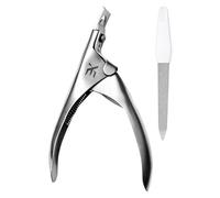 XE Stainless Steel False Nail Tip Clipper - Professional Nail Extension Clipper with Disposable Nail File, Manicure Pedicure Acrylic, Gel Nail Trimmer - Ideal Nail Art Cutter Tool