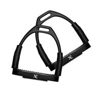 XE Stainless-steel Horse Riding Stirrups - 4.25 Inches Flexible Stirrups for Horse Riders, Ideal Bendy Safety Nonslip Black Tread Stirrups for Equestrian