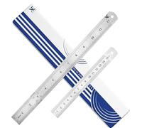XE Stainless Steel Ruler Set - 12 (30 cm) and 6 (15 cm) Inch Precision Metal Set, Ideal Straight Edge Measuring Ruler for Students, Office, Engineers, Crafting, and Sewing with Hanging Hole