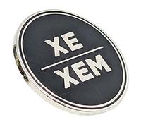 Xe Xem Black and Silver Circular Hard Enamel Pronoun Pin