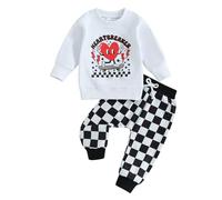 Xeadoffubio Baby Boy Valentine 's Day Outfits Mama's Boy Long Sleeve Crewneck Sweatshirt Drawstring Jogger Pants 2Pcs Fall Winter Outfit Valentines Day Clothes Set (White3, 0-6 Months)