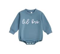 Xeadoffubio Infant Baby Boy Outfit Big Brother Little Brother Matching Outfit Letter Print Sweatshirt Fuzzy Embroidery Crewneck Long Sleeve Romper Boy Fall Clothes