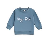 Xeadoffubio Infant Baby Boy Outfit Big Brother Little Brother Matching Outfit Letter Print Sweatshirt Fuzzy Embroidery Crewneck Long Sleeve Romper Boy Fall Clothes