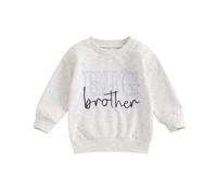 Xeadoffubio Infant Baby Boy Outfit Big Brother Little Brother Matching Outfit Letter Print Sweatshirt Fuzzy Embroidery Crewneck Long Sleeve Romper Boy Fall Clothes