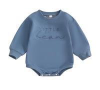 Xeadoffubio Newborn Baby Girl Boy Clothes Little Bean Embroidery Romper Bodysuit Long/Short Sleeve Crewneck Pullover Sweatshirt Newborn Baby Unisex Outfits