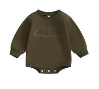 Xeadoffubio Newborn Baby Girl Boy Clothes Little Bean Embroidery Romper Bodysuit Long/Short Sleeve Crewneck Pullover Sweatshirt Newborn Baby Unisex Outfits (Green, 6-12 Months)