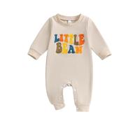 Xeadoffubio Newborn Baby Girl Boy Clothes Little Bean Embroidery Romper Bodysuit Long/Short Sleeve Crewneck Pullover Sweatshirt Newborn Baby Unisex Outfits