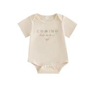 Xeadoffubio Newborn Baby Girl Boy Clothes Little Bean Embroidery Romper Bodysuit Long/Short Sleeve Crewneck Pullover Sweatshirt Newborn Baby Unisex Outfits (Beige Bean, Newborn)
