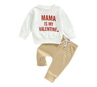 Xeadoffubio Newborn Toddler Baby Boy Valentine's Clothes Crewneck Sweatshirt Jogger Pants my first Valentine's Day Outfits Letter Print Toddler Boys Casual Pants Suit …