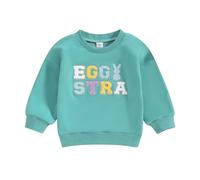 Xeadoffubio Toddler Baby Boy Girl Outfit Little Bunny Print Sweatshirt Crewneck Long Sleeve Tops Baby Unisex Bunny Tail Sweatshirt Easter Day Outfit (Blue, 6-12 Months)