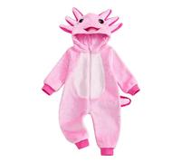 Xeadoffubio Toddler Baby Girl Boy Halloween Animal Costume Black Cat Costume Shark Costumes Fuzzy Warm Fall Winter Animal Jumpsuit Halloween Dinosaur Outfit (Light Pink, 18-24 Months)