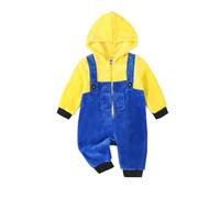Xeadoffubio Toddler Baby Girl Boy Halloween Animal Costume Black Cat Costume Shark Costumes Fuzzy Warm Fall Winter Animal Jumpsuit Halloween Dinosaur Outfit (Yellow Blue, 2-3T)