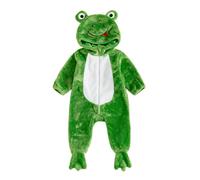 Xeadoffubio Toddler Baby Girl Boy Halloween Animal Costume Black Cat Costume Shark Costumes Fuzzy Warm Fall Winter Animal Jumpsuit Halloween Dinosaur Outfit (Frog, 12-18 Months)
