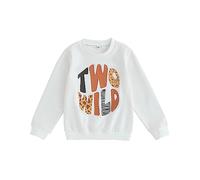 Xeadoffubio Toddler Baby Unisex 2nd Birthday Outfits Two Wild Letter Print Long Sleeve Pullover Tops Oversized Sweater Shirts Outfit Girls Boys Autumn Tops, Whiteb, 18-24 Months