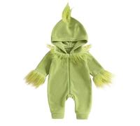 Xeadoffubio Toddler Baby Unisex Christmas Costume Infant Baby Girls Boys Christmas Green Monster Jumpsuit Bodysuit Christmas Rompers Baby Girls Boys Christmas Gifts (Green, 3-4 Years)