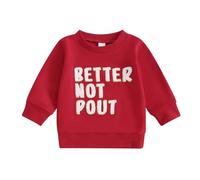 Xeadoffubio Toddler Newborn Baby Girl Boy Christmas Outfit Santa Baby Crewneck Sweatshirt Long Sleeve Oversized Sweater Tops Merry Christmas Letter Print Pullover Tops (Red Letter, 12-18 Months)