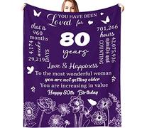 XeaGiasy 80th Birthday Gifts for Women Blanket Happy 80 Year Old Birthday Gifts Ideas for Best Grandma Wife Mom Sister Friend Throw Blankets 80"X60"