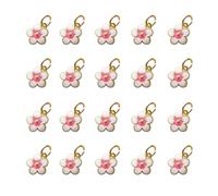 Xeahung 20 Pcs Double Sided Flower Charms Bulk for Jewelry Making Gold Flower Pendant for Bracelet Necklace Earrings Keychain DIY Crafts Crafting Christmas Birthday Gifts, M, Metal, No Gemstone