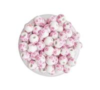 Xeahung Handmade Porcelain Beads 80PCS Pink Flower Ceramic Beads 10mm Round Porcelain Beads for Bracelets Ceramic Beads for Jewelry Making Earring Necklace Adults Christmas Birthday Gifts (Pink)