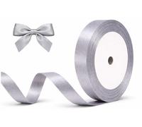 XEANCO 10mm Silver Satin Ribbon, Polyester Ribbon, Enhance Your Crafts & Celebrations, Best for Gift Wrapping, Decorations, Wedding Car Ribbon, Ribbons for Crafting & Bows