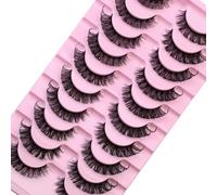 XEANCO False Eyelashes - 10 Pairs Russian Strip Lashes, Natural Look Fluffy Fake Eyelashes, Soft & Lightweight Eye Lashes for All Eye Shapes, Ideal for Parties & Gifts (DH06-06)