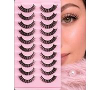XEANCO False Eyelashes - 10 Pairs Russian Strip Lashes, Natural Look Fluffy Fake Eyelashes, Soft & Lightweight Eye Lashes for All Eye Shapes, Ideal for Parties & Gifts (DH06-04)
