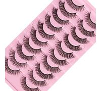 XEANCO False Eyelashes - 10 Pairs Russian Strip Lashes, Natural Look Fluffy Fake Eyelashes, Soft & Lightweight Eye Lashes for All Eye Shapes, Ideal for Parties & Gifts (DH06-05)