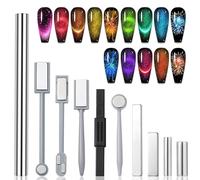 XEAOHESY 10 Pieces Cat Eye Magnet for Nails, Cylindrical Strong Nail Magnet Tool, Multifunctional Nail Magnet, Double Sided Magnetic Stick, Magnetic Stick for Cat Eye Gel Nail Polish