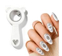 XEAOHESY 1Pc Cat Eye Nail Magnet, White Dual-Head Bear Ring Head with Mini Square Magnet & Heart-Shaped End for Black Hole & Heart Cat Eye Effect