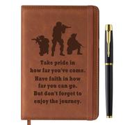 Xeboba Army Gifts for Men Soldier A5 Leather Refillable Journal Notebook 200 Lined Pages with Pen Military Deployment Religious Graduation Gift for Soldier
