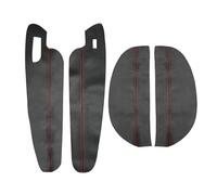 XEBRAD 4pcs, for VW, for Golf, for 7 VII MK7 2014 2015 2016 2017 2018 Only 2/3 Doors Car Interior Door Armrest Panel Microfiber Leather Cover Trim Car Interior Door Panel(Black-red line)