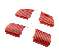 XEBRAD 4Pcs Set ABS Chrome Steering Wheel Panel Trim Sticker, for Ford, For Focus 2 MK2 2005-2011, Car-Styling Stickers Car Accessories Steering Wheel Sticker(Carbon Fiber Red)