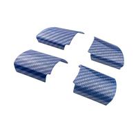 XEBRAD 4Pcs Set ABS Chrome Steering Wheel Panel Trim Sticker, for Ford, For Focus 2 MK2 2005-2011, Car-Styling Stickers Car Accessories Steering Wheel Sticker(Carbon Fiber blue)