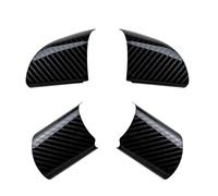 XEBRAD 4Pcs Stainless Steel Car Steering Wheel Panel Sequins Cover Trim Sticker, for Ford, For Focus 2 Mk2 2005-2012 Accessories Steering Wheel Sticker(Carbon fiber black)