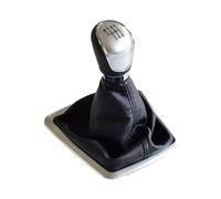 XEBRAD 5/6 Speed Car Gear Shift Knob Lever Boot Cover, for Ford, for Focus, 2 MK2 FL C-MAX 2006-2011 MK3 MK4 MK7 Galaxy Manual with Gaiter Gear Shift Boot Cover(Black Silver-6 Speed)