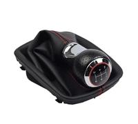 XEBRAD 5/6 Speed Car Shift Gear Knob Boot Cover,for A4 B6 8E 2000-2004 A6 C5 4B 1997-2005 Black Red Line Lever Gaiter Gear Shift Boot Cover(Black 5-R Speed)