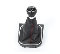 XEBRAD 5/6 Speed Gear Shift Knob Cover, for VW, for Golf, 6 MK6, for Jetta, V VI 2005-2014 Lever Boot Gaiter Black Leather Set Gear Shift Boot Cover(Black 5 Speed)