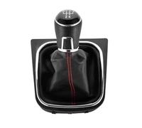 XEBRAD 5/6 Speed Gear Shift Knob Lever Cover, for VW, for Golf, 5 6, for Jetta, V VI, for Scirocco, Boot Gaitor Black Leather Set Gear Shift Boot Cover(Black 5 Speed)