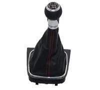 XEBRAD 5 6 Speed Silver Car Shift Gear Knob Lever Gaitor Boot Cover, for VW, for Golf, 5 MK5 R32 GTD GTI 2004-2009 Gear Shift Boot Cover(Black R123456 oen Set)