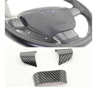 XEBRAD ABS Interior Car Steering Wheel Panel Cover Trim Sticker, for Ford, For Focus 2 MK2 2005-2011, Car-Styling Stickers Accessories Steering Wheel Sticker(3PCS Carbon Fiber)