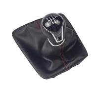 XEBRAD Car 5/6 Speed Gear Shift Knob Cover, for Seat, Leon III 3 MK3 2012-2017 Lever Leather Gaiter Boot Car Accessories Gear Shift Boot Cover(Black 5 Speed Red Line)