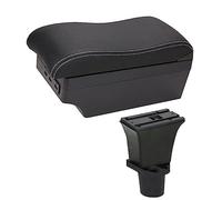 XEBRAD Car Accessories, for Fiat, 500, for CRONOS, for 500c Dolcevita Car Armrest Box Centre Console Storage Box USB Car Armrest Box(BLACK E2 White Line)