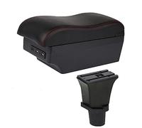 XEBRAD Car Accessories, for Fiat, 500, for CRONOS, for 500c Dolcevita Car Armrest Box Centre Console Storage Box USB Car Armrest Box(BLACK E2 Red Line)