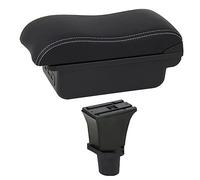 XEBRAD Car Accessories, for Fiat, 500, for CRONOS, for 500c Dolcevita Car Armrest Box Centre Console Storage Box USB Car Armrest Box(BLACK C2 White Line)