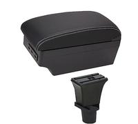 XEBRAD Car Accessories, for Fiat, 500, for CRONOS, for 500c Dolcevita Car Armrest Box Centre Console Storage Box USB Car Armrest Box(BLACK E1 White Line)