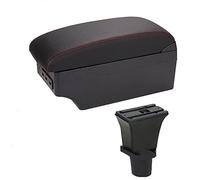 XEBRAD Car Accessories, for Fiat, 500, for CRONOS, for 500c Dolcevita Car Armrest Box Centre Console Storage Box USB Car Armrest Box(BLACK E1 Red Line)
