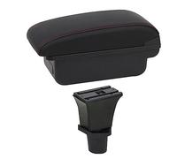 XEBRAD Car Accessories, for Fiat, 500, for CRONOS, for 500c Dolcevita Car Armrest Box Centre Console Storage Box USB Car Armrest Box(BLACK B1 Red Line)
